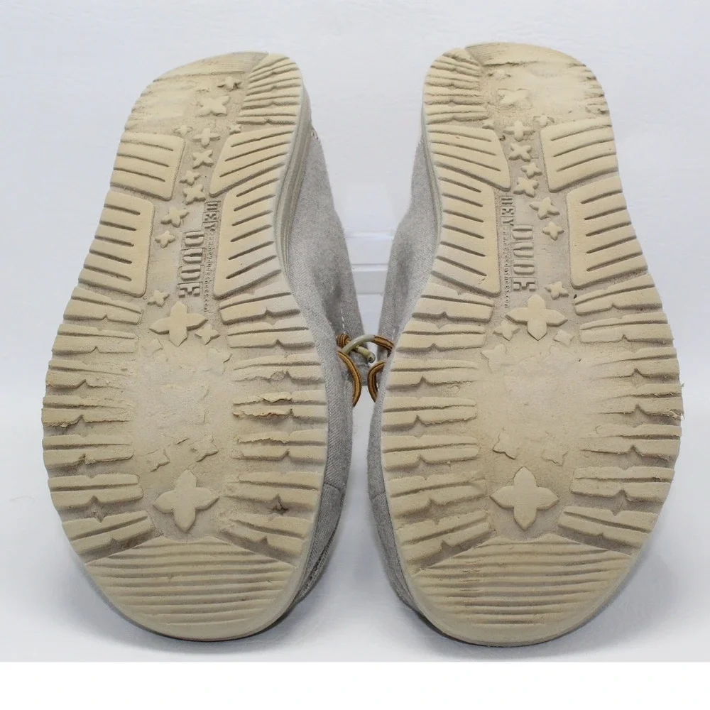 Hey Dude Wally Grey Herringbone Faux Shearling Lined Slip On Shoes Mens 10